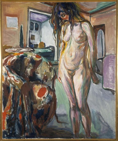 Model by the Wicker Chair Oil Painting by Edvard Munch