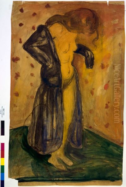 Modell in Dressing Gown Oil Painting by Edvard Munch