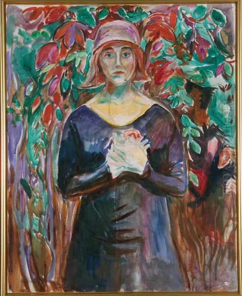 Model in the Garden Oil Painting by Edvard Munch