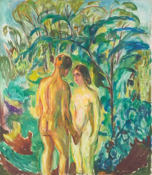 Naked Man and Woman in the Woods Oil Painting by Edvard Munch