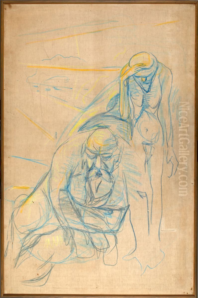 Old Men in Sunlight Oil Painting by Edvard Munch