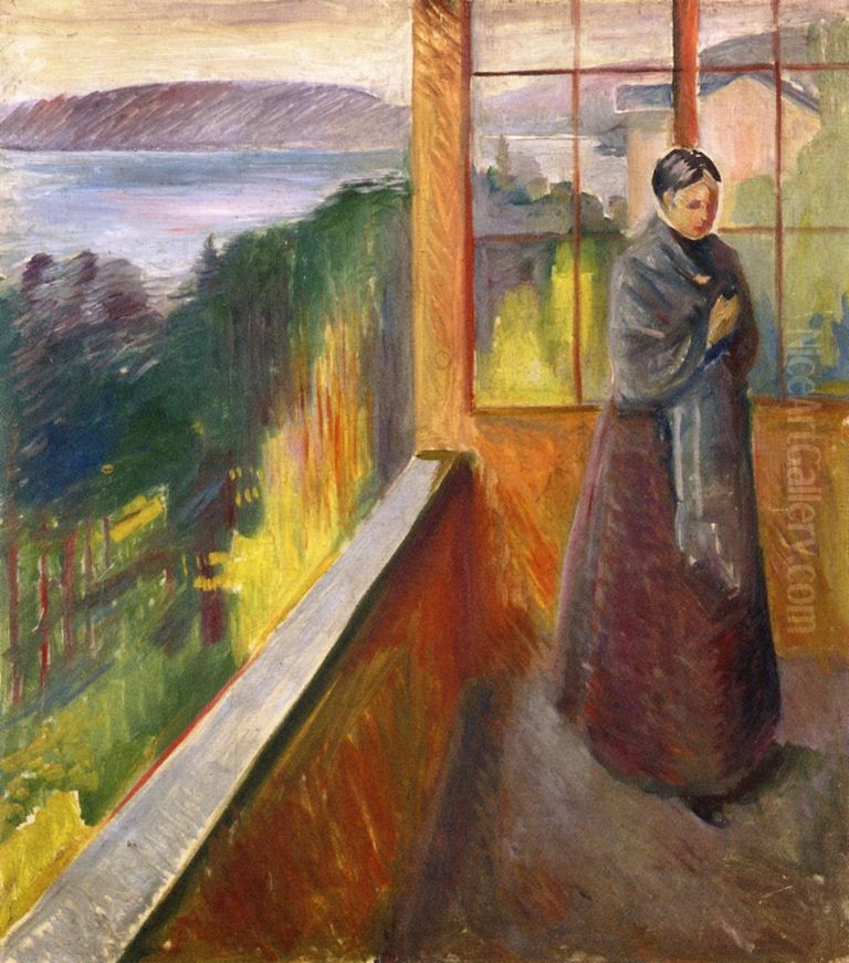 On the Veranda Oil Painting by Edvard Munch