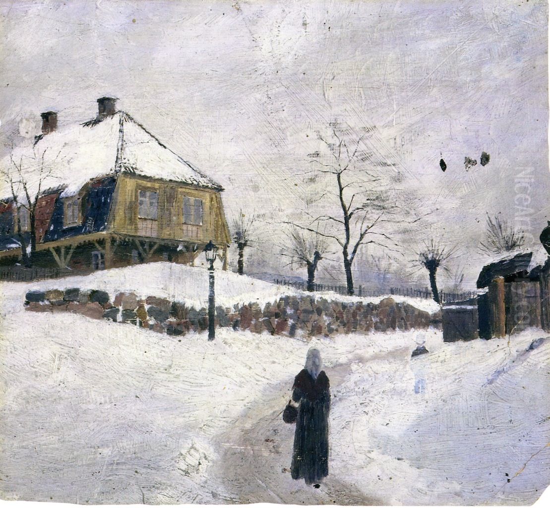 Ovre Foss in Winter Oil Painting by Edvard Munch