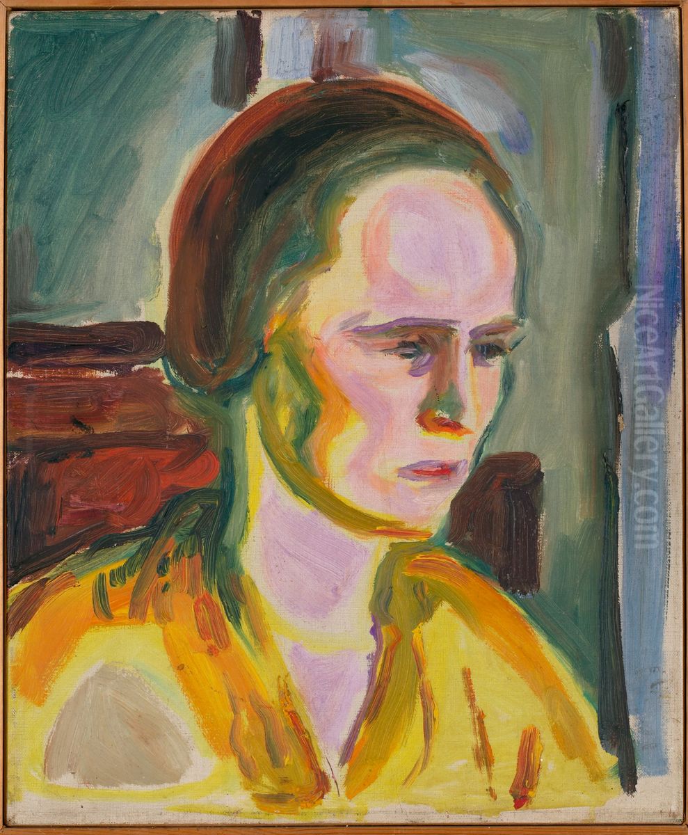 Portrait of Female Model Oil Painting by Edvard Munch
