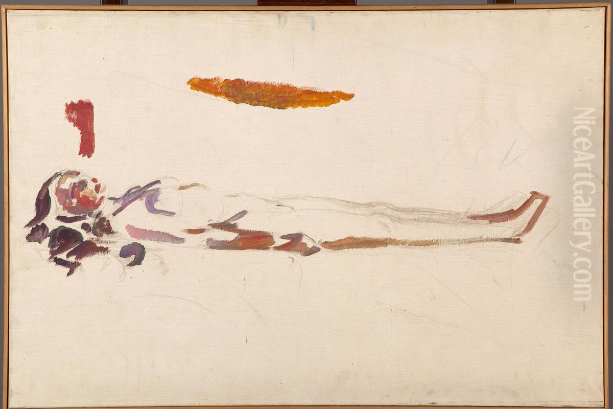 Reclining Nude Oil Painting by Edvard Munch
