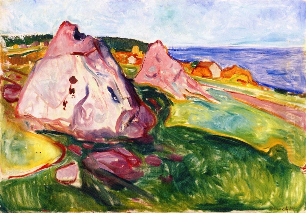 Red Rocks by Asgardstrand Oil Painting by Edvard Munch