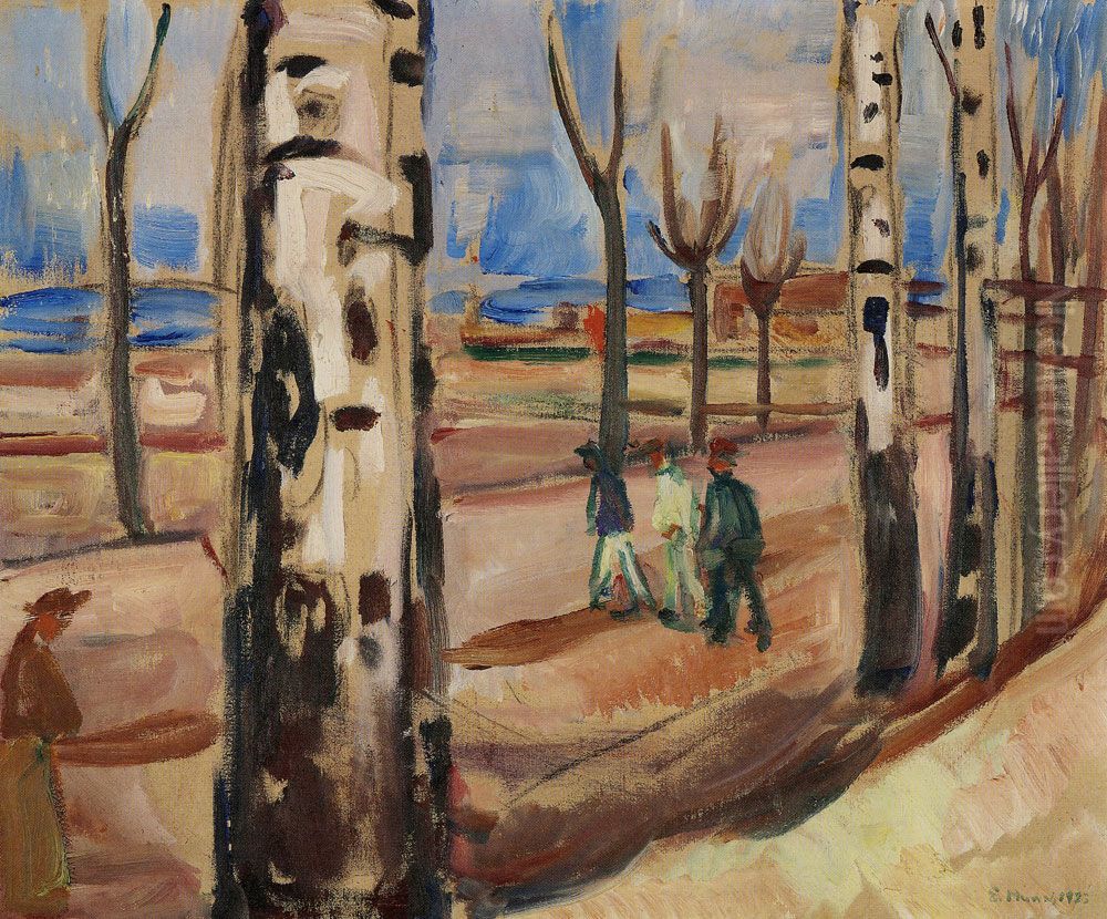 Road with Trees Oil Painting by Edvard Munch
