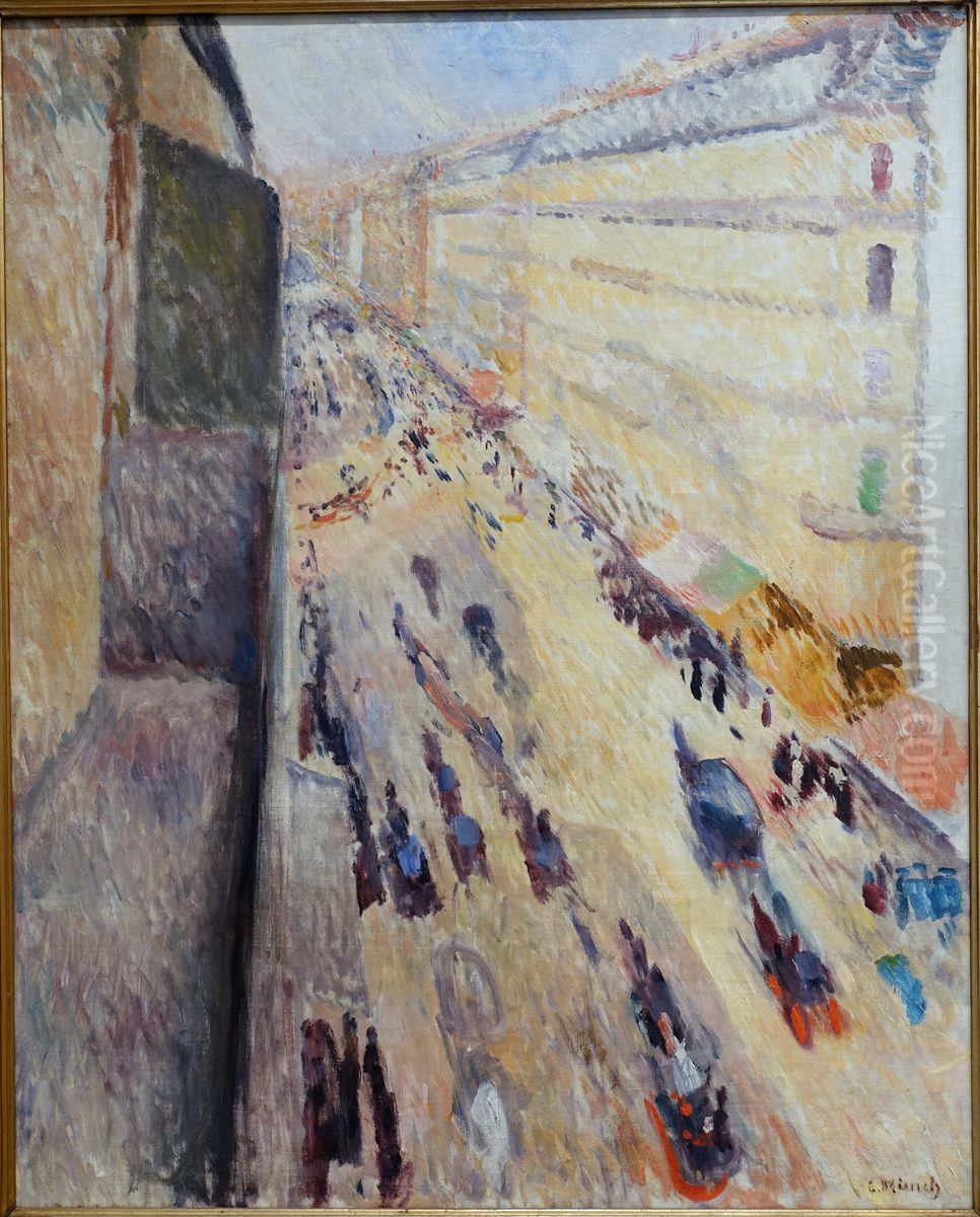 Rue de Rivoli Oil Painting by Edvard Munch