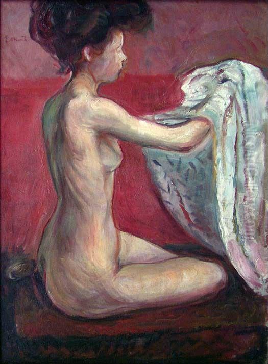 Parisian Model Oil Painting by Edvard Munch