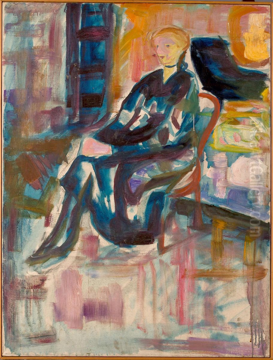 Seated Young Woman Oil Painting by Edvard Munch