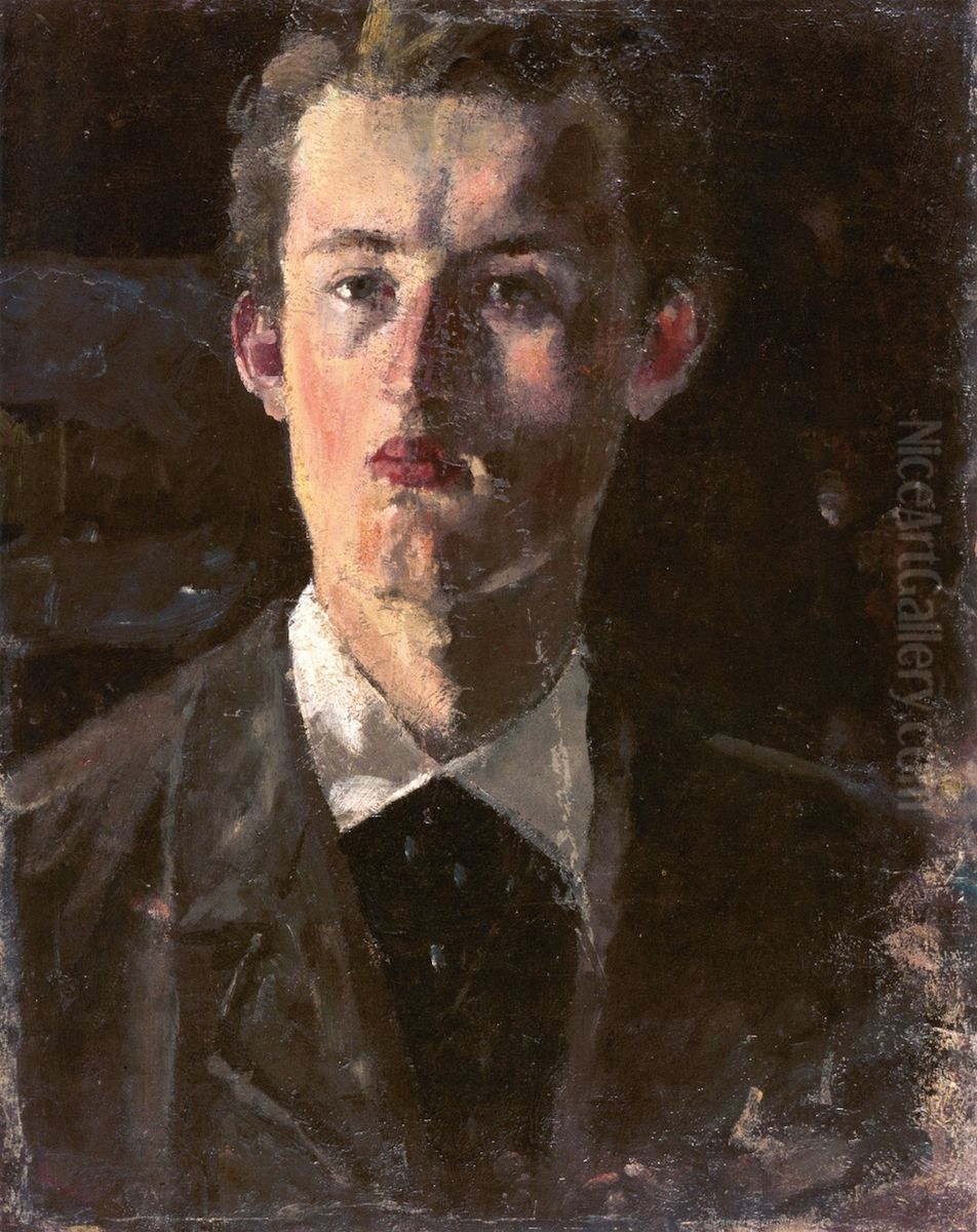 Selvportrett Edvard Munch Oil Painting by Edvard Munch