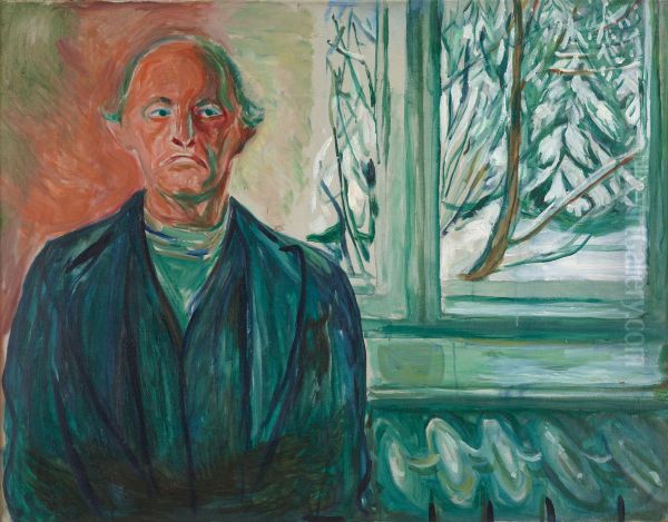 Self-Portrait by the Window Oil Painting by Edvard Munch