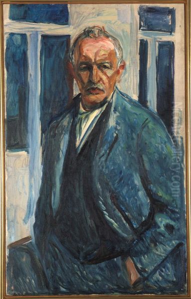 Self-Portrait with Hands in Pockets Oil Painting by Edvard Munch