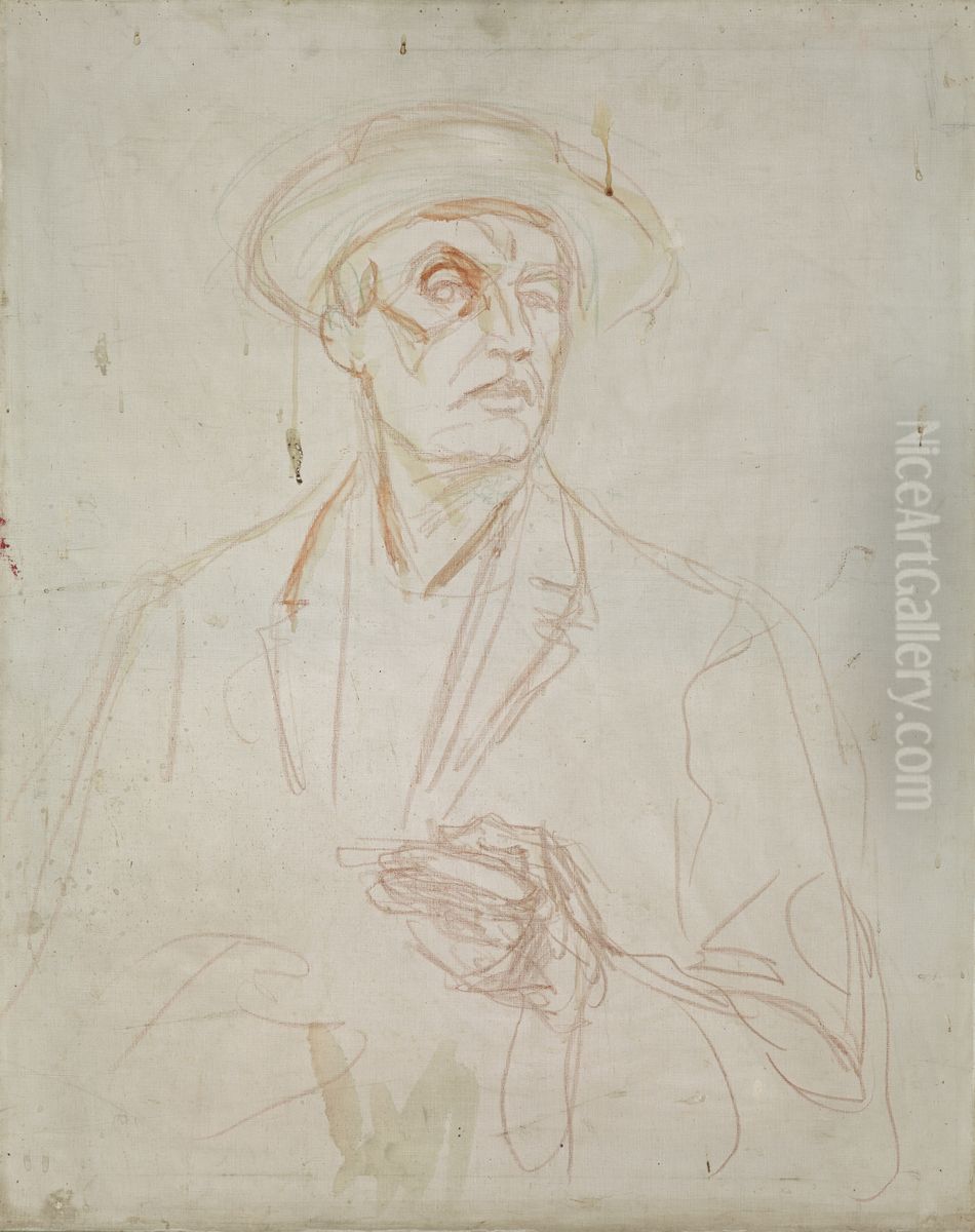 Self-Portrait with Afflicted Eye Oil Painting by Edvard Munch