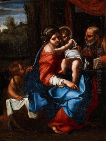 Die Heilige Familie Mit Dem Johannesknaben Oil Painting by Annibale Carracci