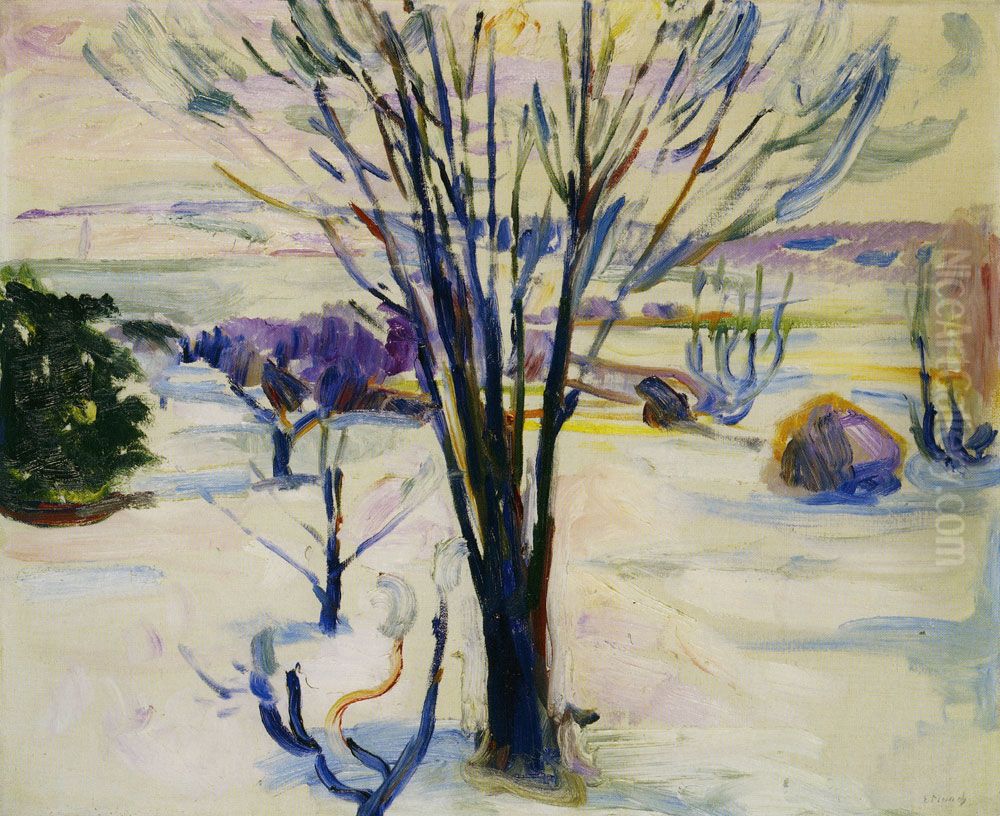 Snow Oil Painting by Edvard Munch
