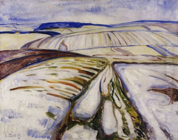 Snow Landscape, Thuringen Oil Painting by Edvard Munch