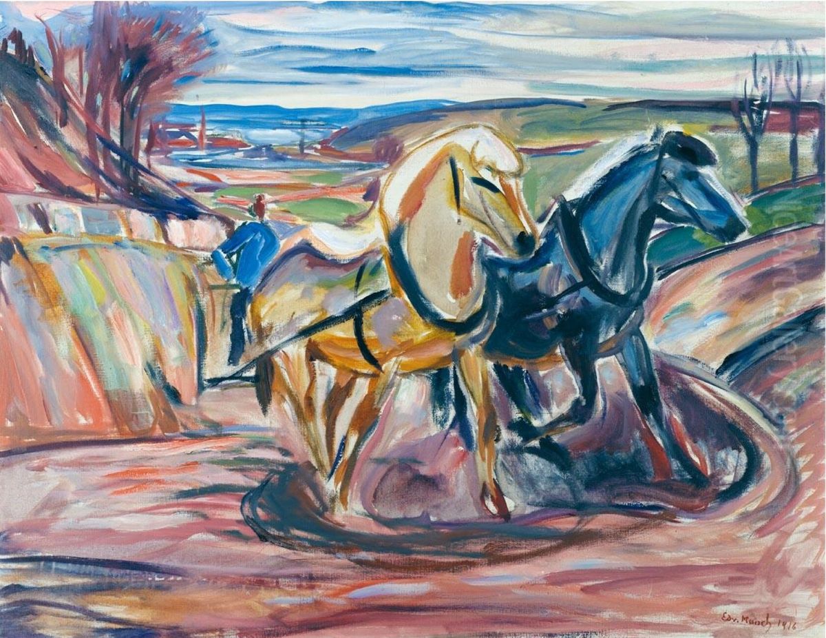 Fruhlingspflugen Oil Painting by Edvard Munch