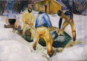 Street Workers in Snow