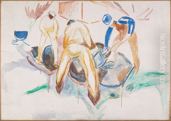 Street Workers in Snow Oil Painting by Edvard Munch
