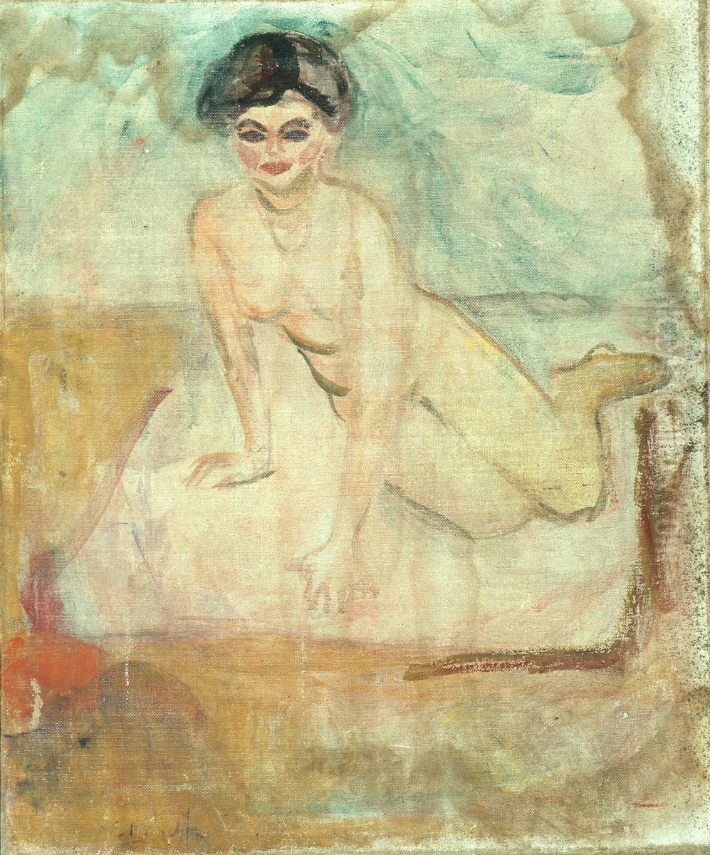 Study of a Nude Oil Painting by Edvard Munch