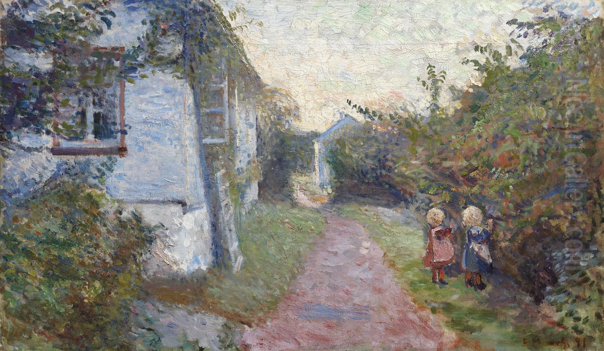 Summer Evening in Asgardstrand Oil Painting by Edvard Munch