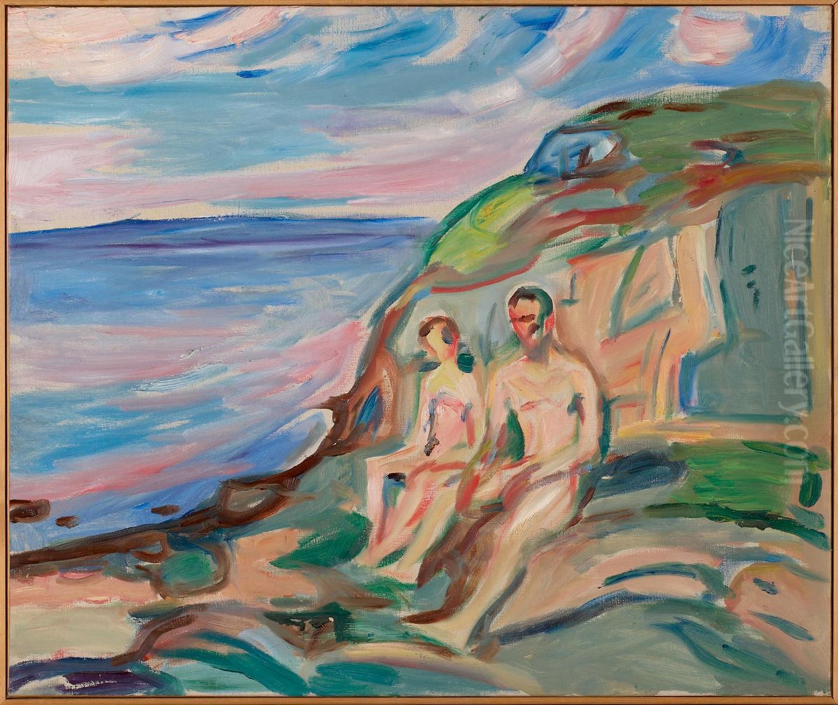Sunbathing Oil Painting by Edvard Munch