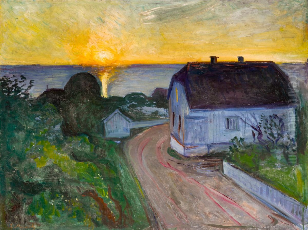 Sunrise in Asgardstrand Oil Painting by Edvard Munch