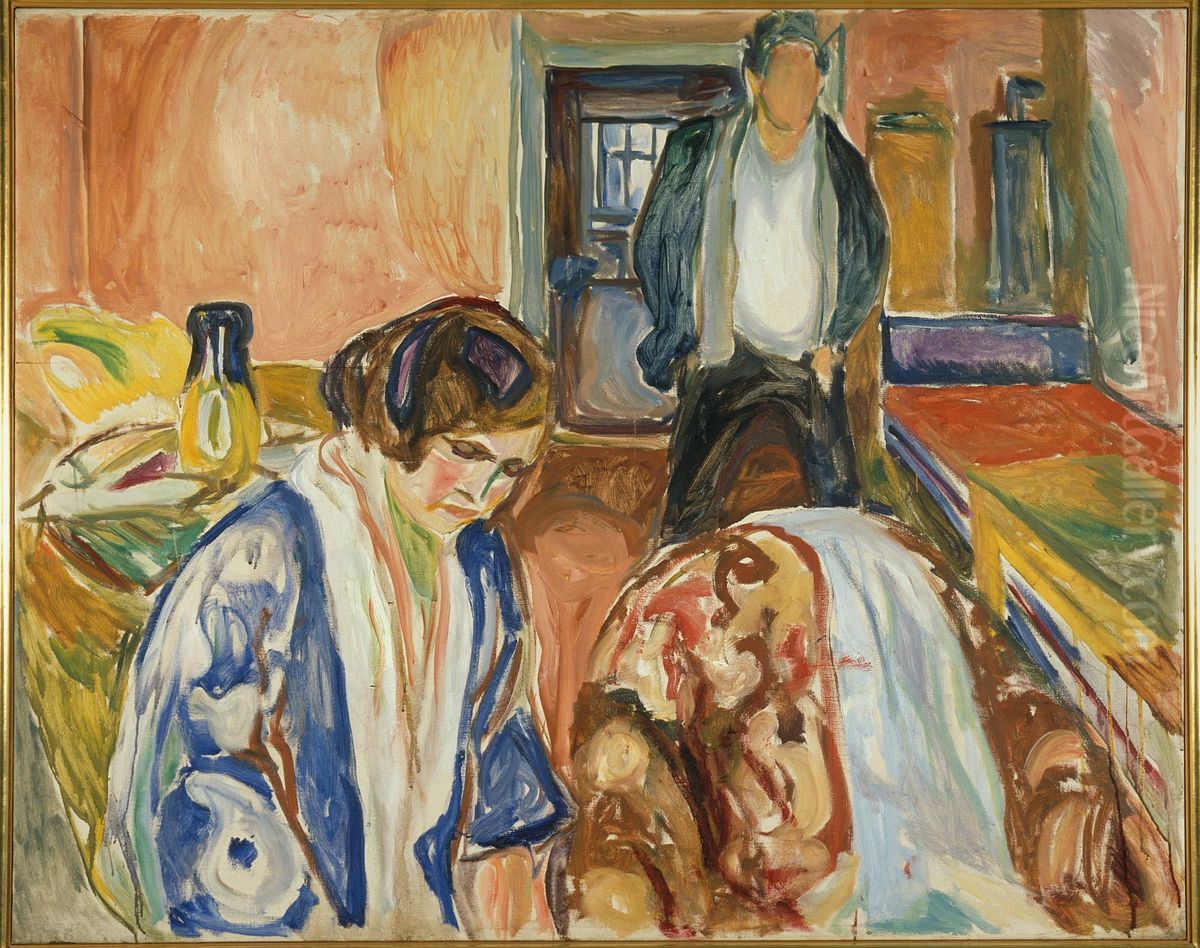The Artist and His Model Oil Painting by Edvard Munch