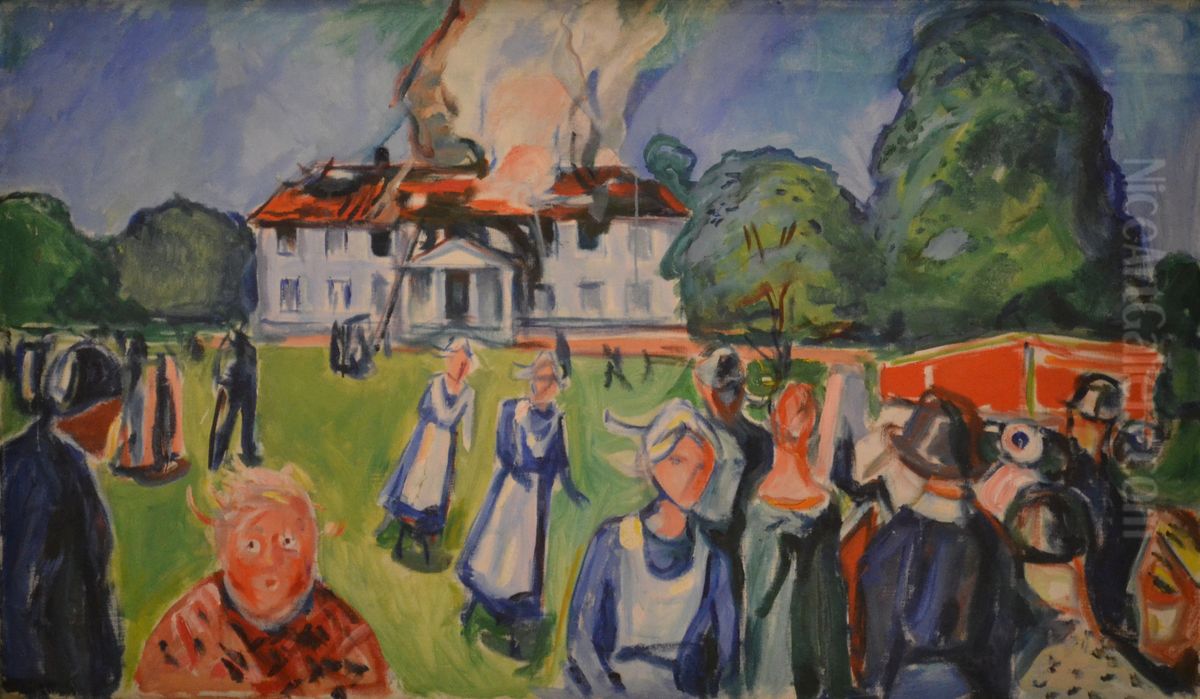 The House is Burning! Oil Painting by Edvard Munch