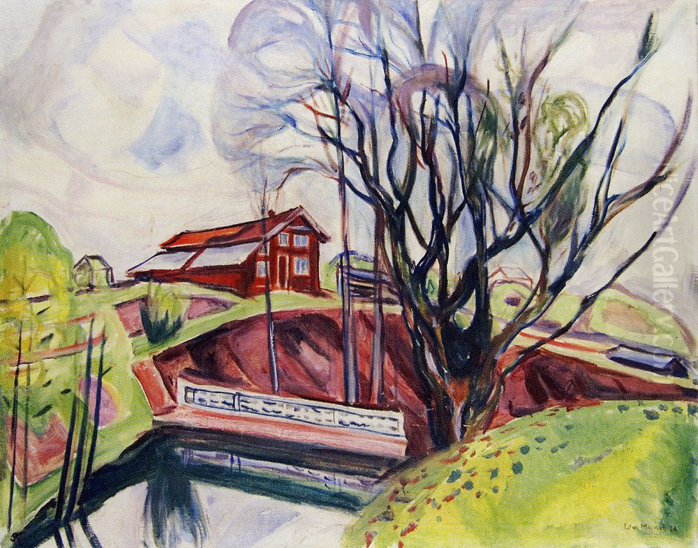 The Red House Oil Painting by Edvard Munch