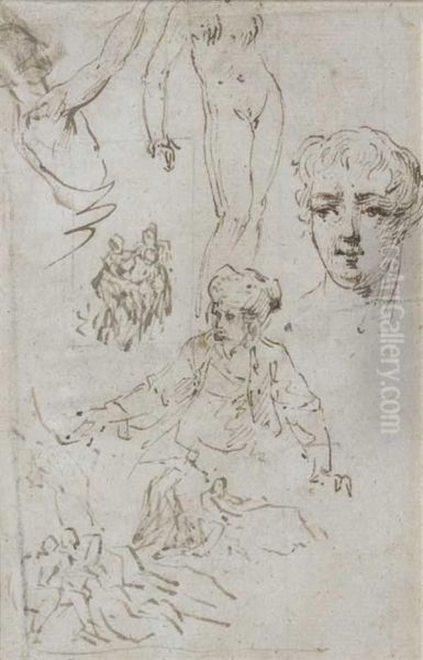 Feuille D'etude Oil Painting by Ludovico Carrache