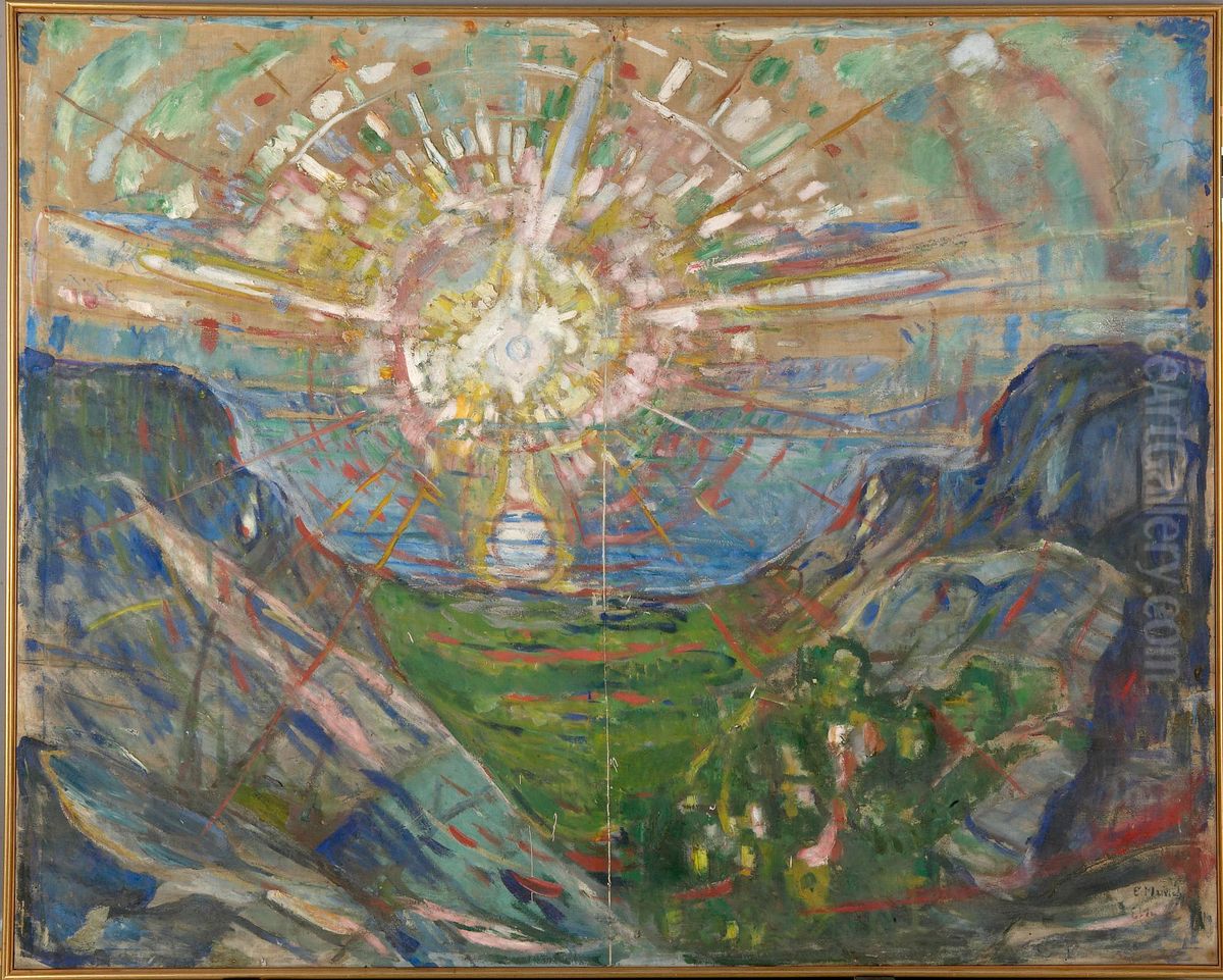 The Sun Oil Painting by Edvard Munch