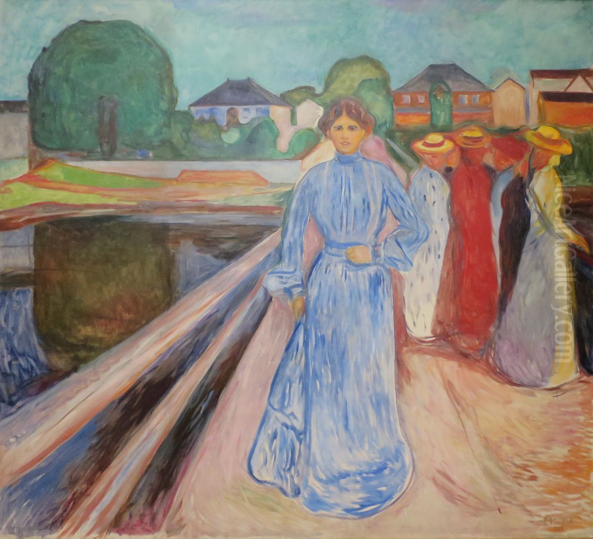 Damene pa broen Oil Painting by Edvard Munch