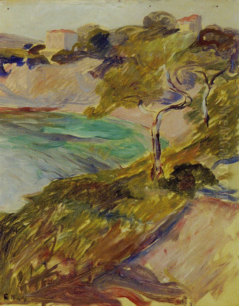 Trees by the Mediterranean Oil Painting by Edvard Munch
