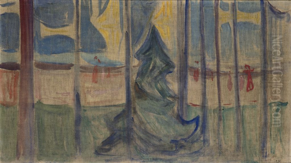 Wald mit Strand Oil Painting by Edvard Munch