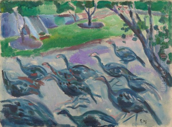 Turkeys Oil Painting by Edvard Munch