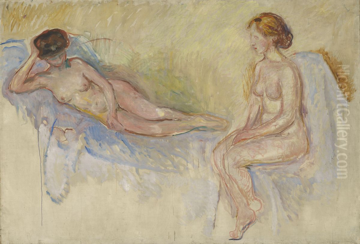 Two Nudes Oil Painting by Edvard Munch
