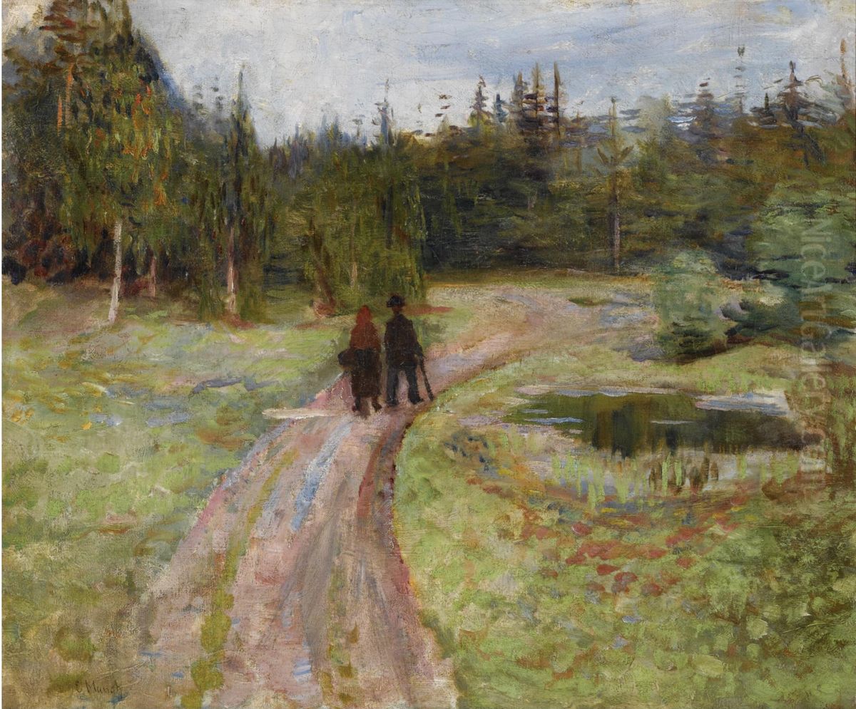 Couple on the Path to the Forest Oil Painting by Edvard Munch
