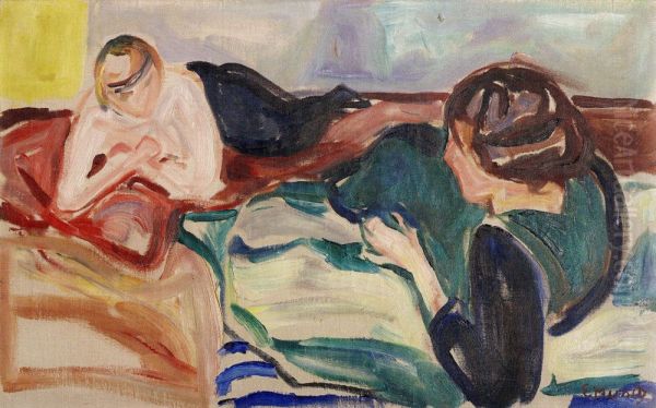 Two Reclining Women Oil Painting by Edvard Munch
