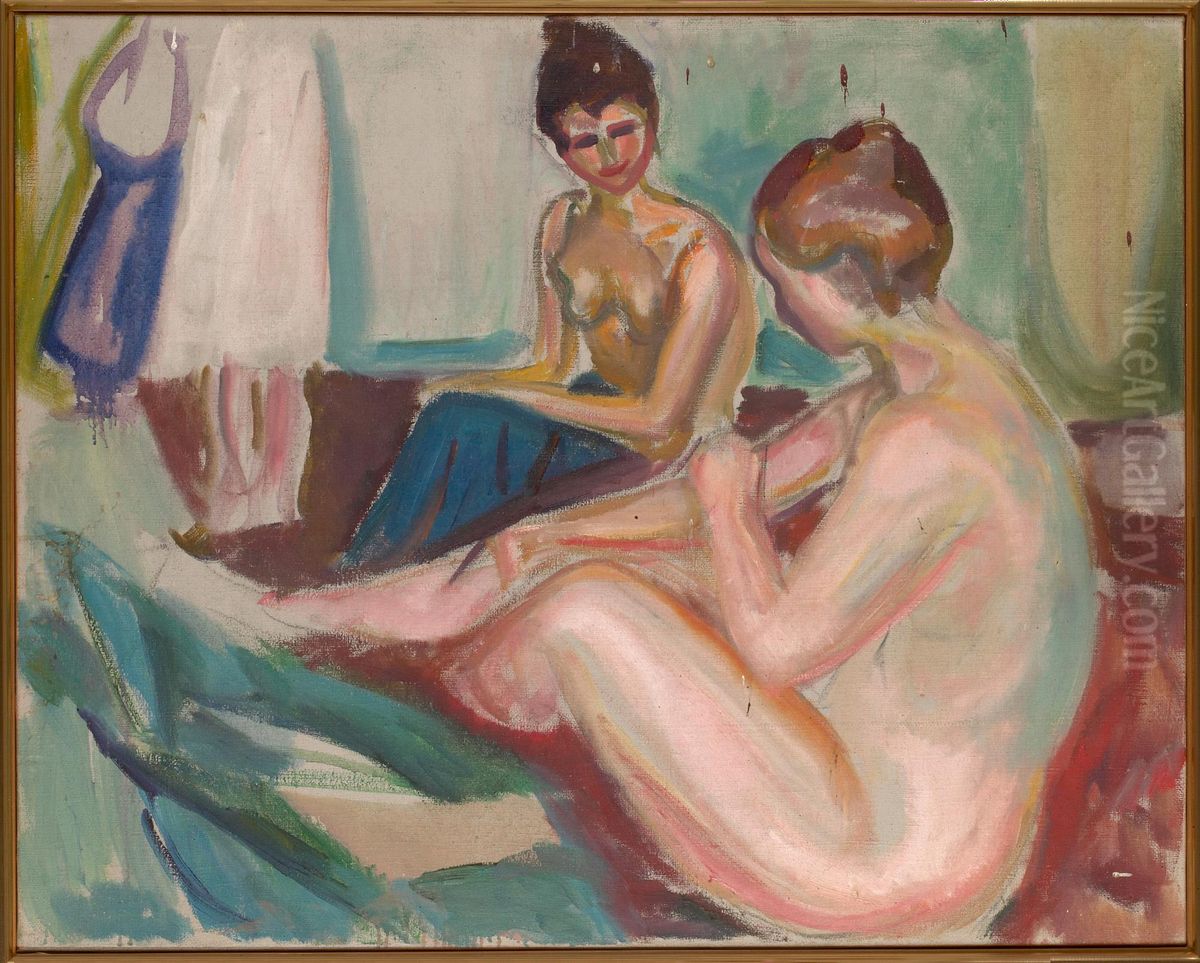 Two Seated Nudes Oil Painting by Edvard Munch