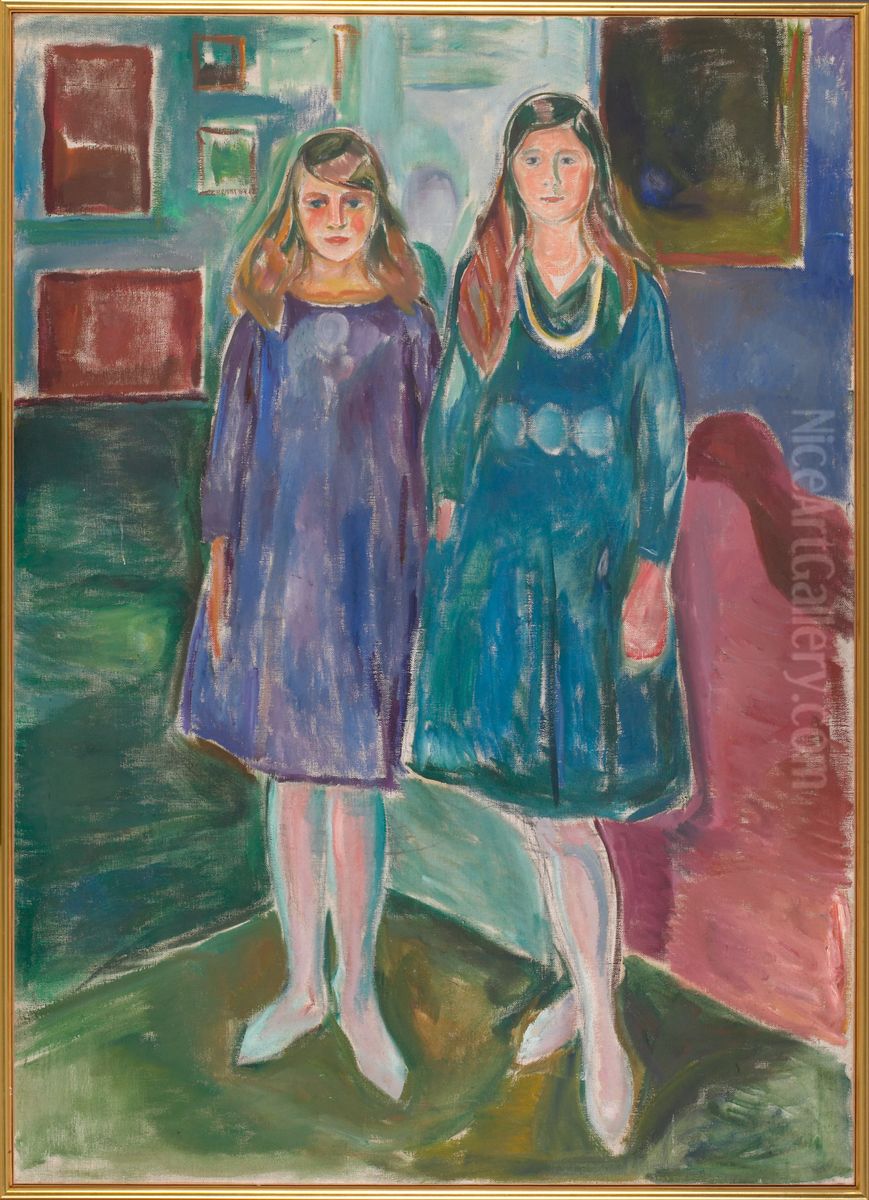 Two Teenagers Oil Painting by Edvard Munch