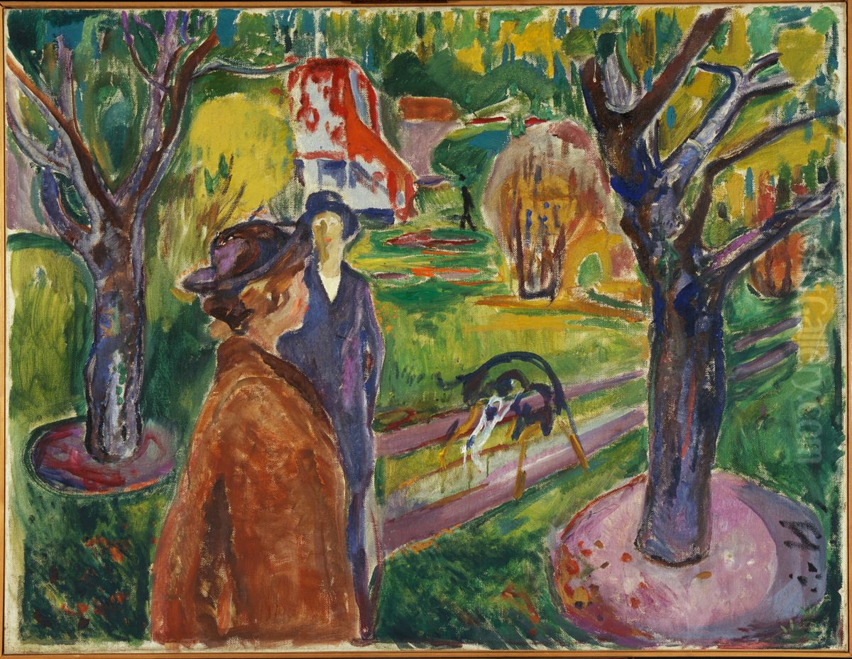 Two Women in the Garden Oil Painting by Edvard Munch