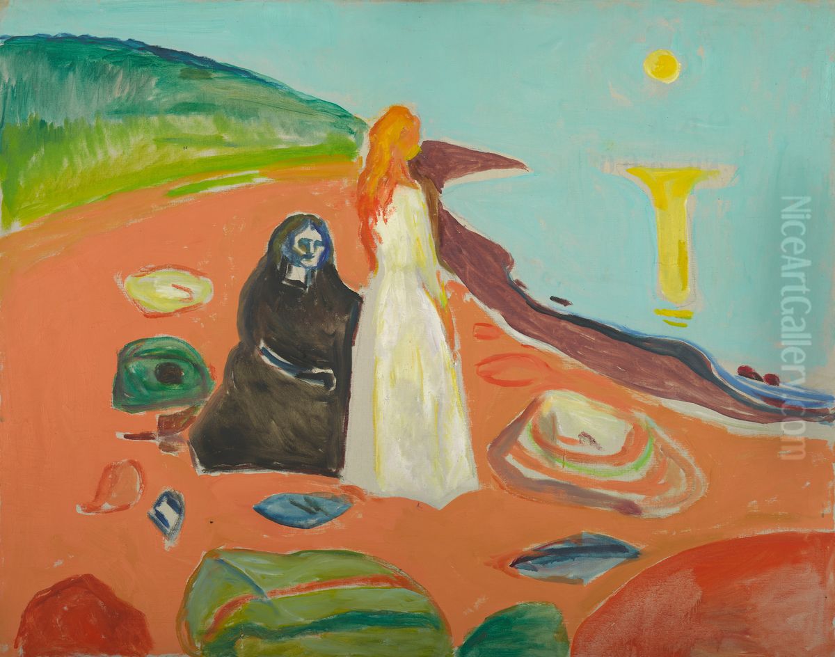 Two Women on the Shore Oil Painting by Edvard Munch