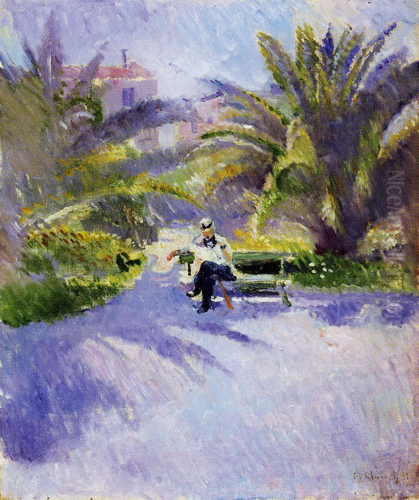 Under the Palm Trees in Nice Oil Painting by Edvard Munch
