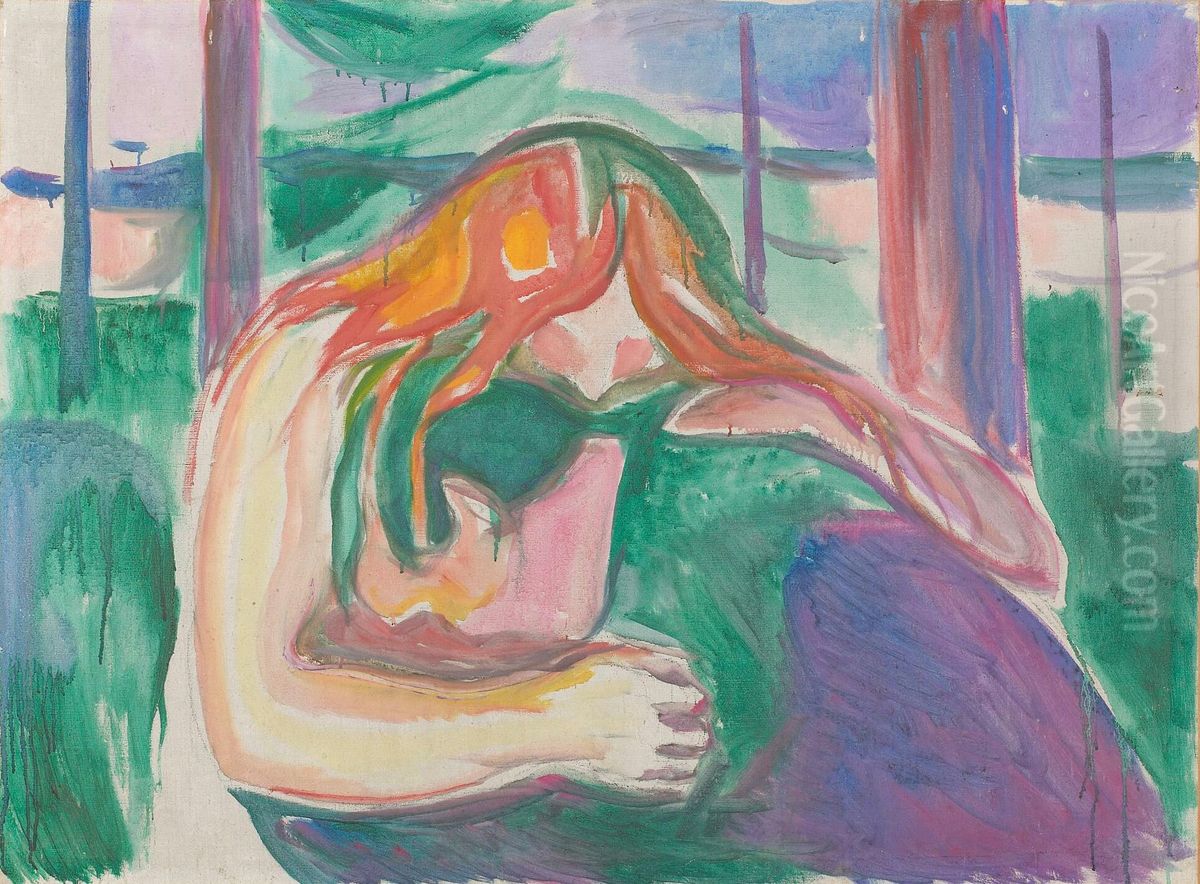 Vampire Oil Painting by Edvard Munch