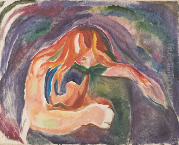 Vampire Oil Painting by Edvard Munch