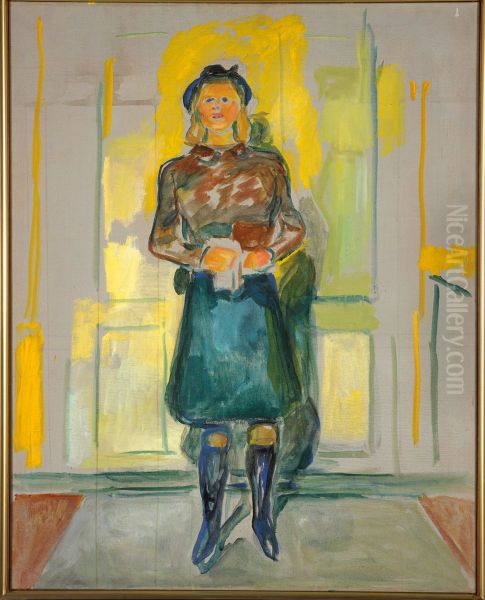 Visiting at Ekely Oil Painting by Edvard Munch