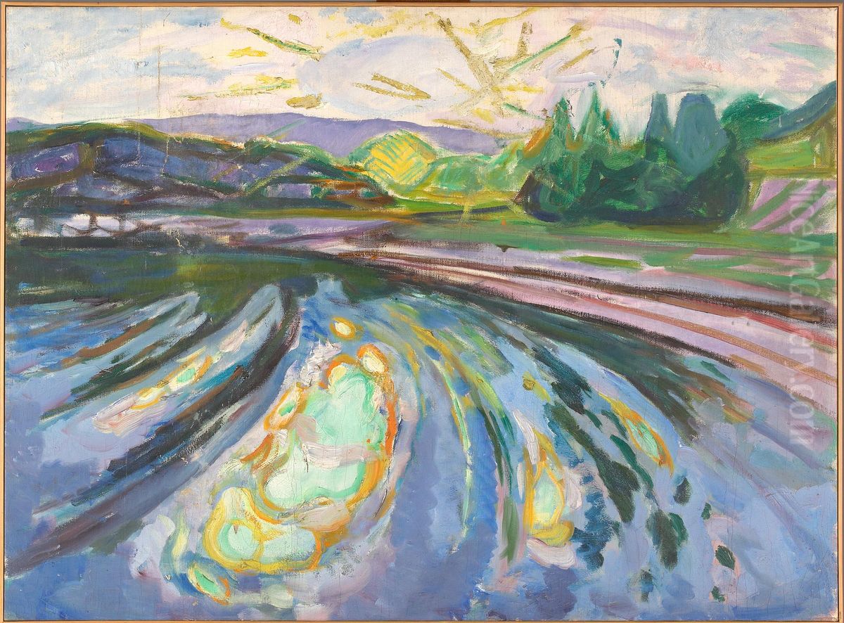Waves against the Shore Oil Painting by Edvard Munch