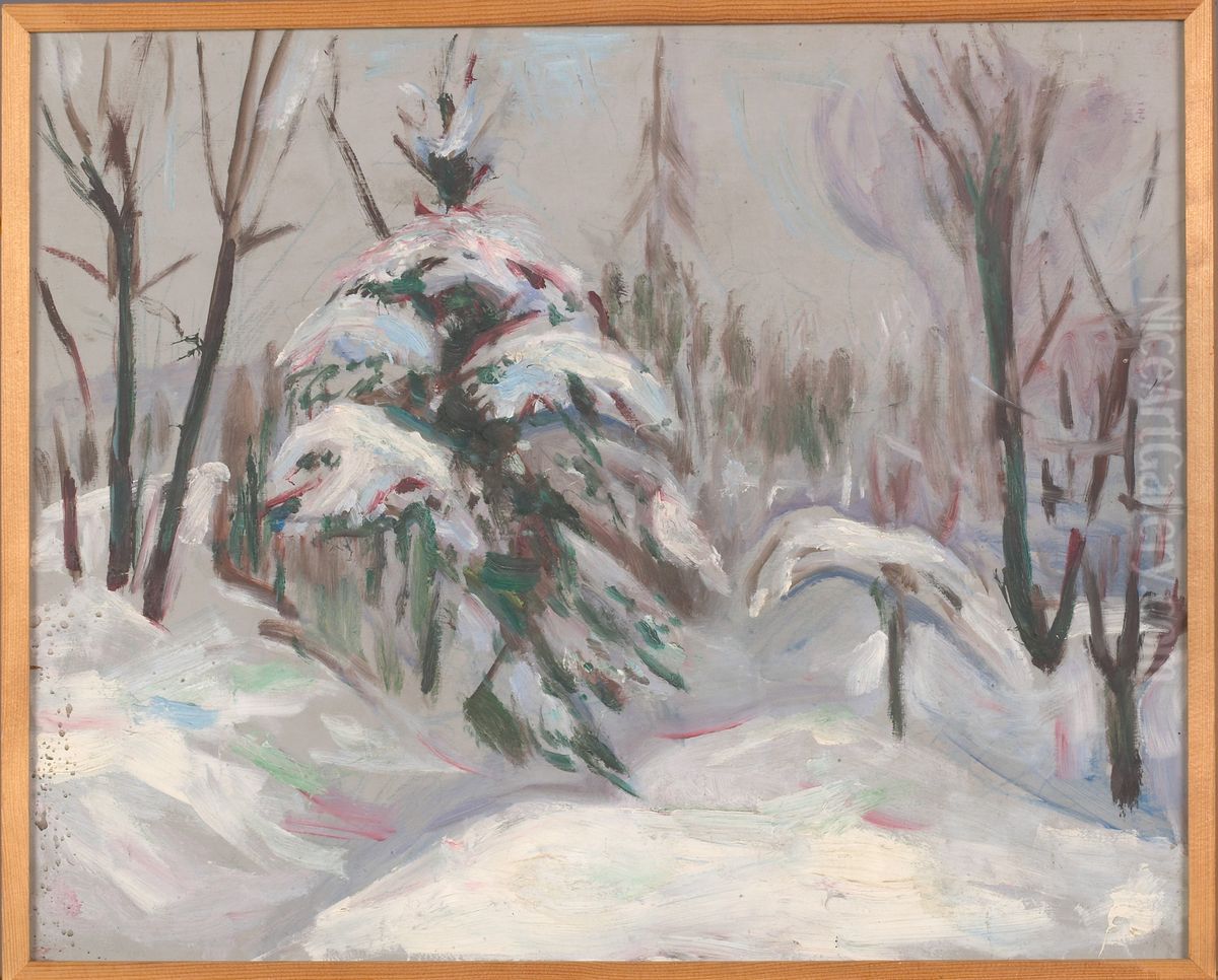 Winter Forest Oil Painting by Edvard Munch